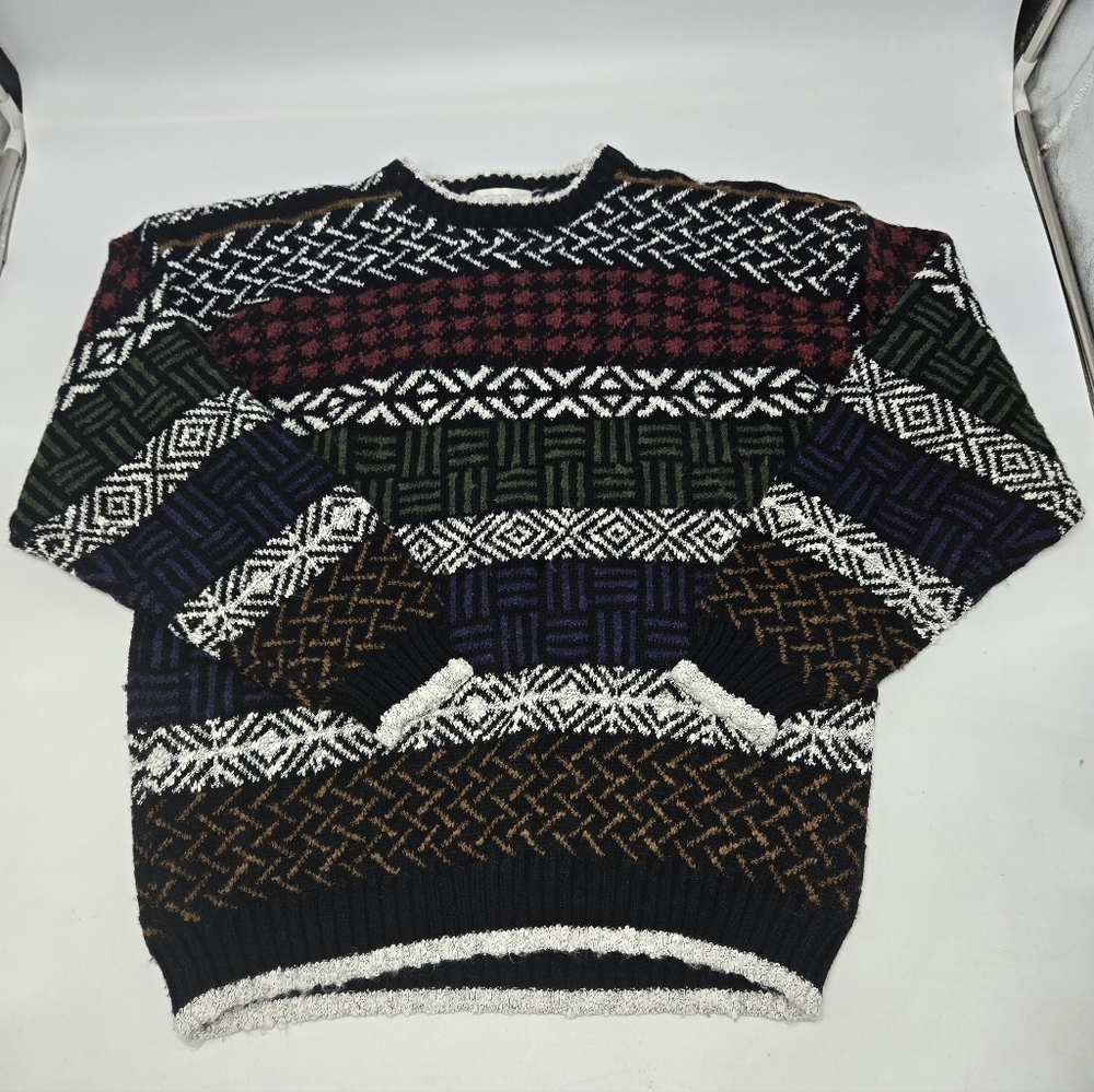 Vintage Cattivo Acrylic Bold Print Crewneck Sweater M